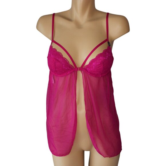 NWT La Senza Negligee Small Hot Pink Front Closure Adjustable Straps n126 - Picture 11 of 13